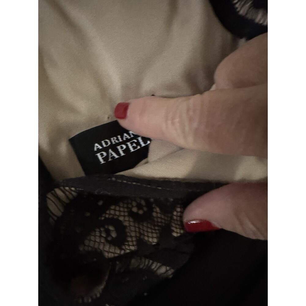 Adrianna Papell Midi Dress Size 8 Black Lace Cap Sleeves Cocktail Party Evening - Picture 13 of 14